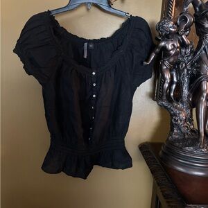 Nine West Black Short Sleeve Blouse